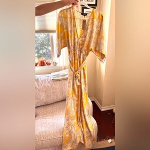 Yellow Floral Wrap Dress